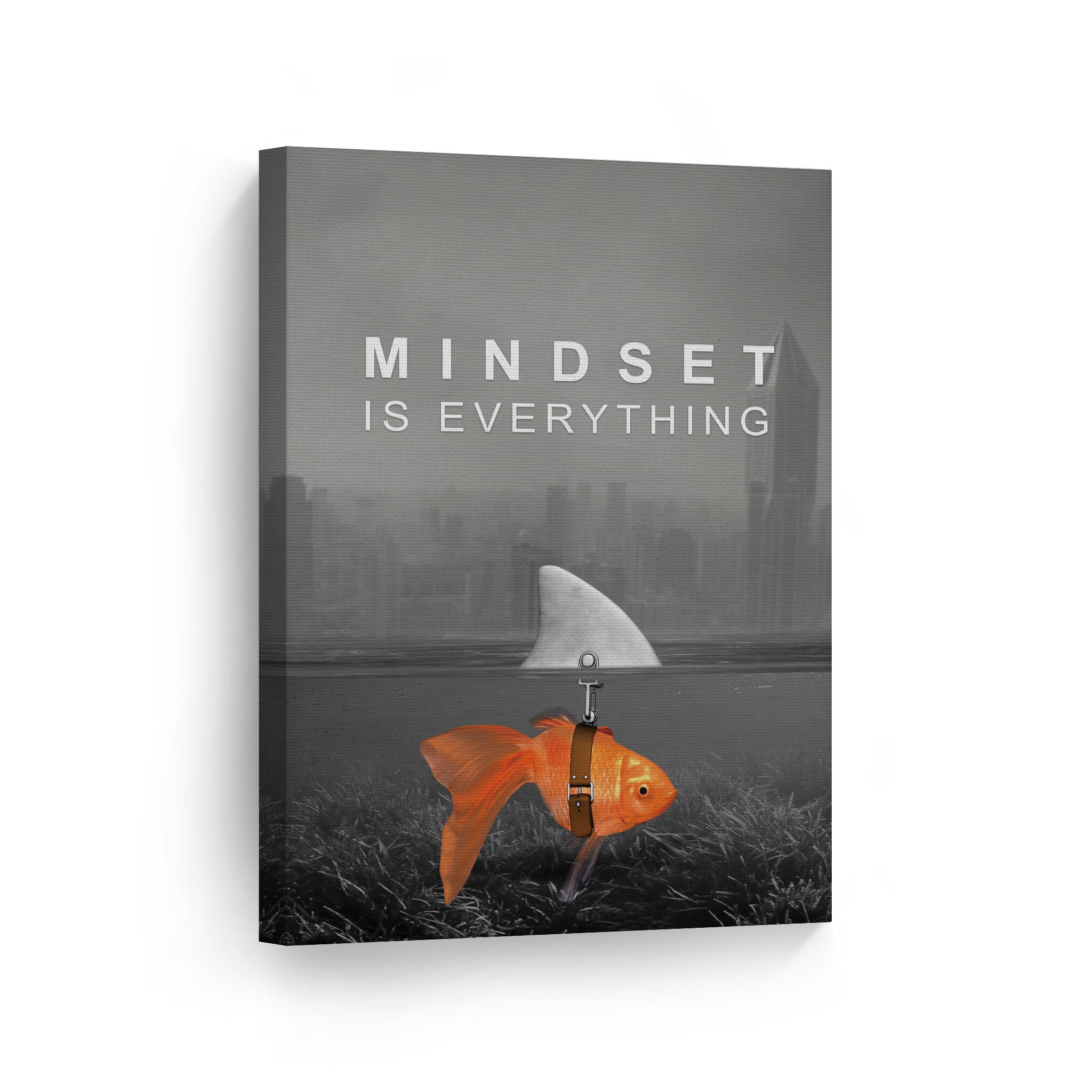 Mindset is Everything Canvas Print Black White Fish Shark Etsy