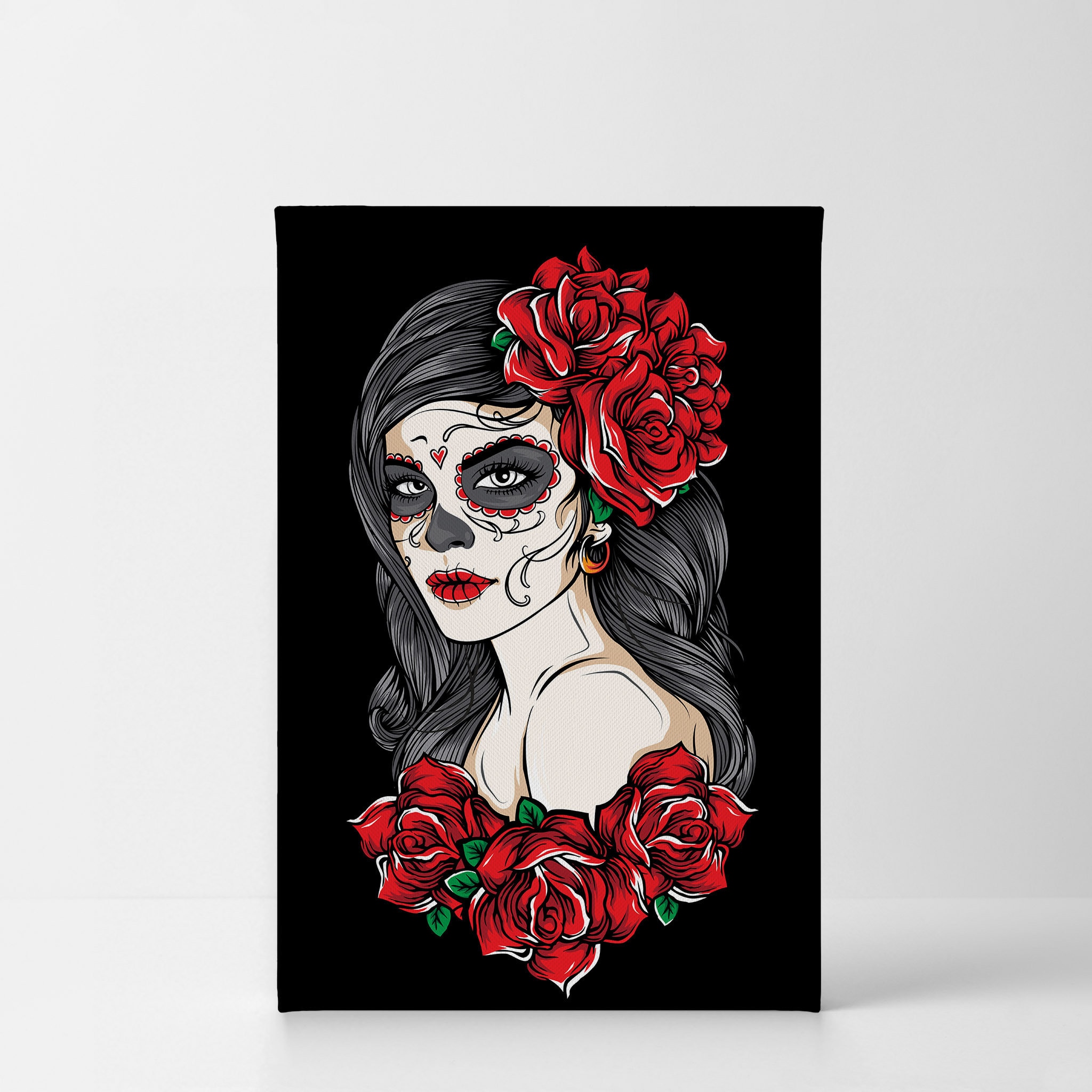 Maglietta Skull Giorno Dei Morti Donna Teschio Rosa Tattoo – Unisex Cotone Nero - Foto 6