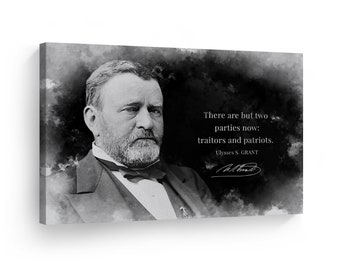 18th President of The United States of America Ulysses S. Grant Inspirational Black and White Canvas Wall Art Print Living Room Home Decor