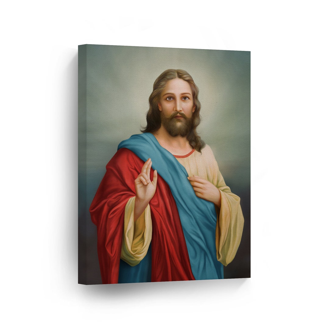 Jesus Christ Illustration Canvas Wall Art Print Catholic Religious ...