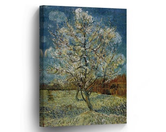 Vincent Van Gogh Peach trees in blossom 1888 Canvas Print Home Decor Wall Art Artwork Stretched and Framed - Ready to Hang