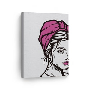 Pink Bandeau and Lips Woman Sketch Pop Art Glam Fashion Wall Art Canvas Print Office Bathroom Women Dorm Bedroom Living Room Ready to Hang