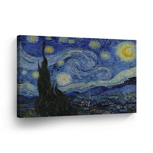 Vincent Van Gogh The Starry Night, 1889 Canvas Print Home Decor Wall Art Artwork Stretched and Framed - Ready to Hang