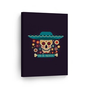 Dia De Los Muertos Floral Man Sugar Skull in Sombrero Day of the Dead Metal or Canvas Print Mexican Wall Art Living Room Wall Home Decor