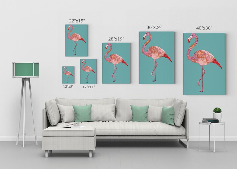 CANVAS PRINT Flamingo Lace Pattern / Home Decor / Wall Art / Pink / Artwork / Decoration /Picture image 5