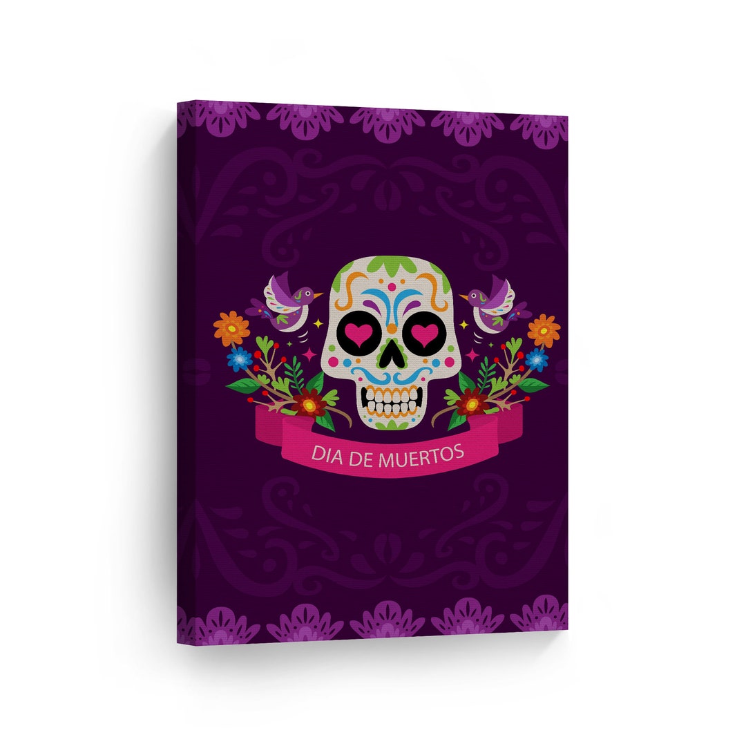 Dia De Los Muertos Sugar Skull in Purple Day of the Dead Metal or ...
