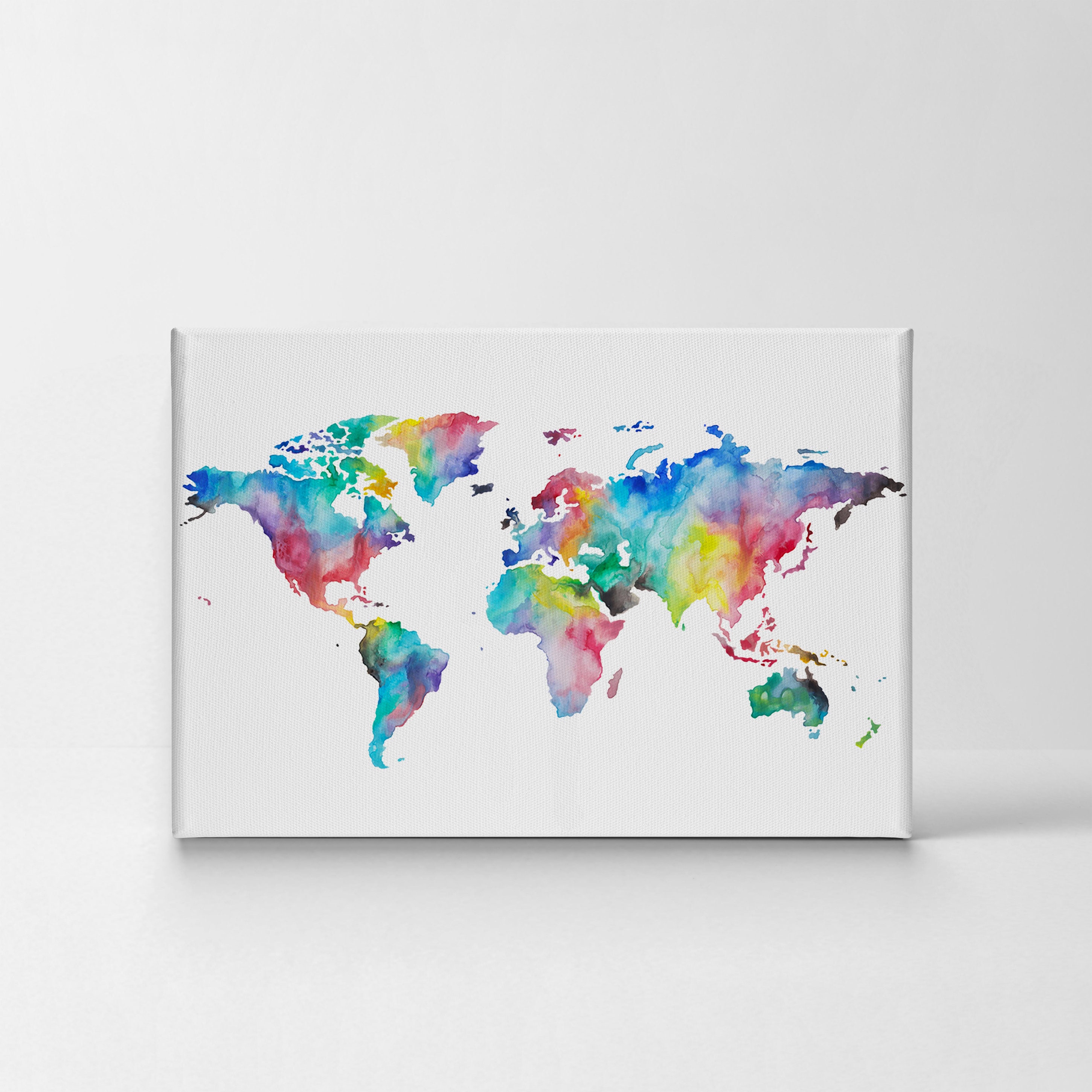 Decorative World Map Water Color Decorative Art Canvas Print Modern ...