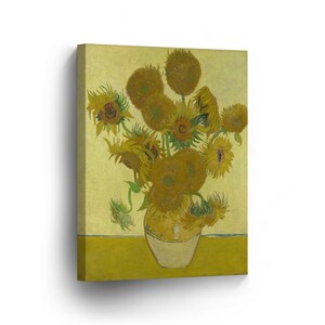 Vincent Van Gogh Still Life Vase with Fourteen Sunflowers, 1888 Canvas Print Home Decor Wall Art Artwork Stretched and Framed Ready to Hang