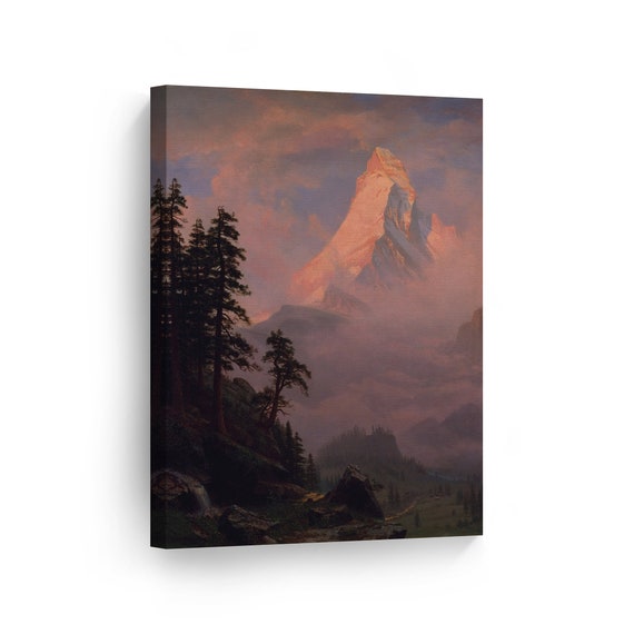 Sunrise on the Matterhorn, Albert Bierstadt Classic Art Canvas Wall Art Print Oil Painting Reproduction Living Room Bedroom Home Decor