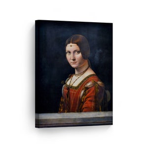 La Belle Ferronniere by Leonardo Da Vinci Canvas Wall Art Famous Art Painting Reproduction Classic Art Oil Paint Modern Home Decor