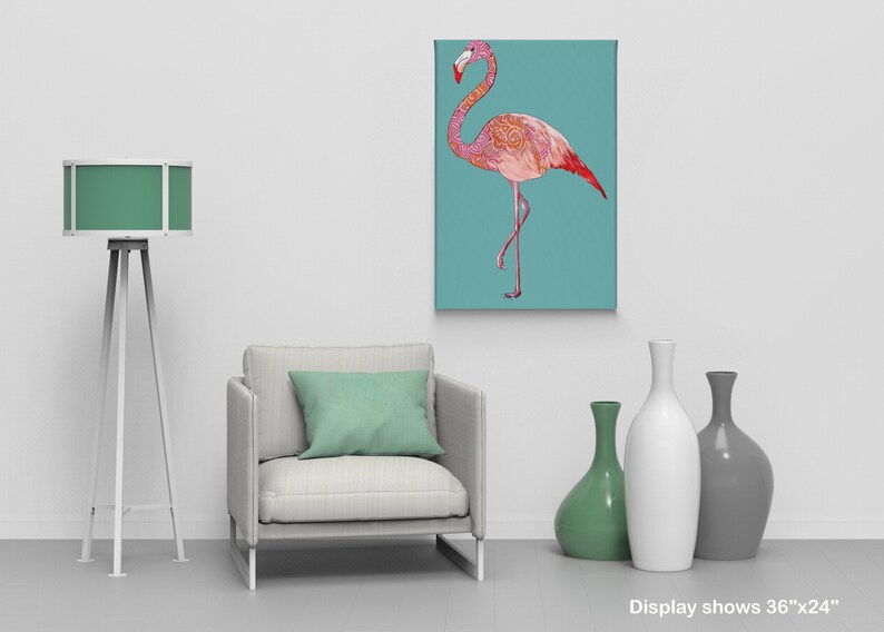CANVAS PRINT Flamingo Lace Pattern / Home Decor / Wall Art / Pink / Artwork / Decoration /Picture image 3
