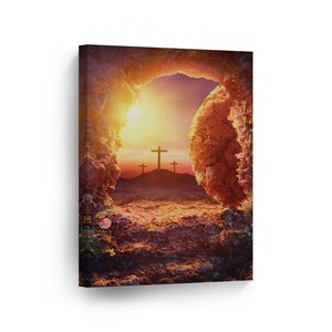 The Crucifixion and Resurrection of Jesus Christ Canvas Wall Art Print Religious Living Room Bedroom Office Home Decor Christian Gift
