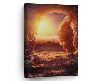 The Crucifixion and Resurrection of Jesus Christ Canvas Wall Art Print Religious Living Room Bedroom Office Home Decor Christian Gift