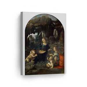 Virgin of Rocks by Leonardo Da Vinci Canvas Wall Art Famous Art Painting Reproduction Classic Art Oil Paint Modern Home Decor
