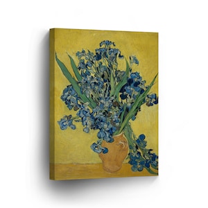 Vincent Van Gogh Still Life Vase with Irises Against a Yellow Background, 1890 Canvas Print Home Decor Wall Art Stretched - Ready to Hang