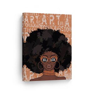 Afro Woman Woman African Pop Art Canvas Wall Art Print Orange Graffiti Black Sunglasses African American Art Living Room Bedroom Decor