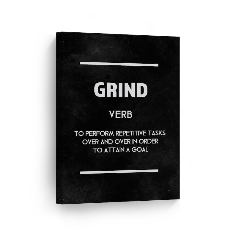 Grind Definition Dictionary Black Motivational Canvas Wall Art Etsy