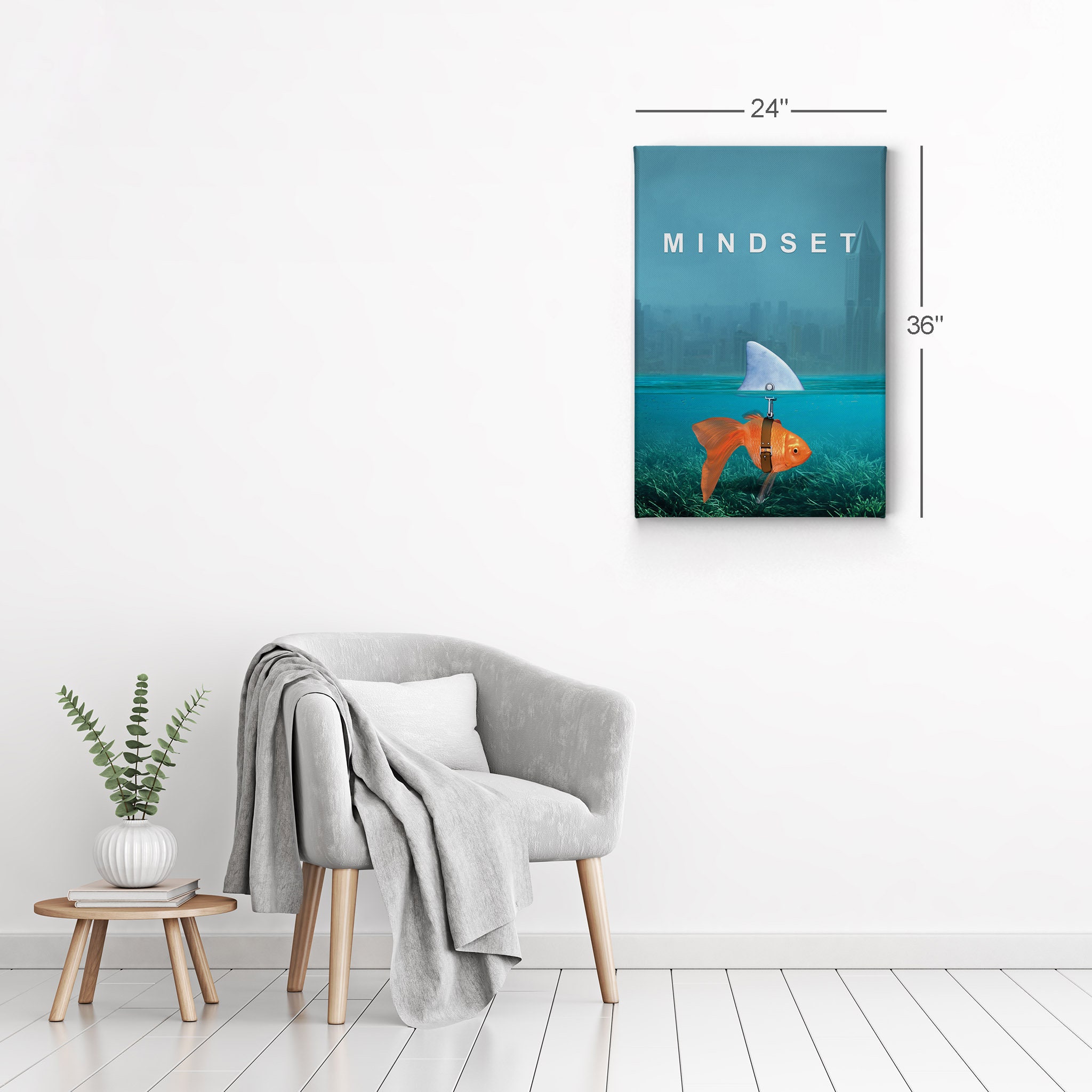 Mindset Canvas Print Goldfish Shark Entrepreneur Inspirational | Etsy