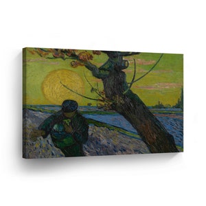Vincent Van Gogh The Sower with Setting Sun, 1888 Canvas Print Home Decor Wall Art Artwork Stretched and Framed - Ready to Hang