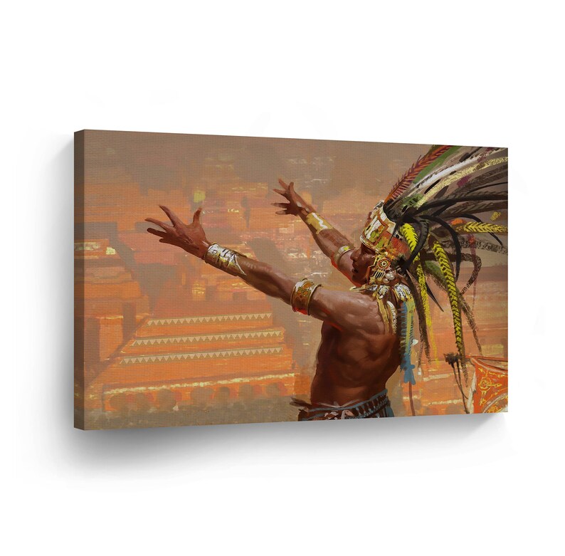 Indian Art Native American Gives A Speach To His People Canvas Print Indian Decor Decorative Wall Art Gallery Stretched And Ready To Hang