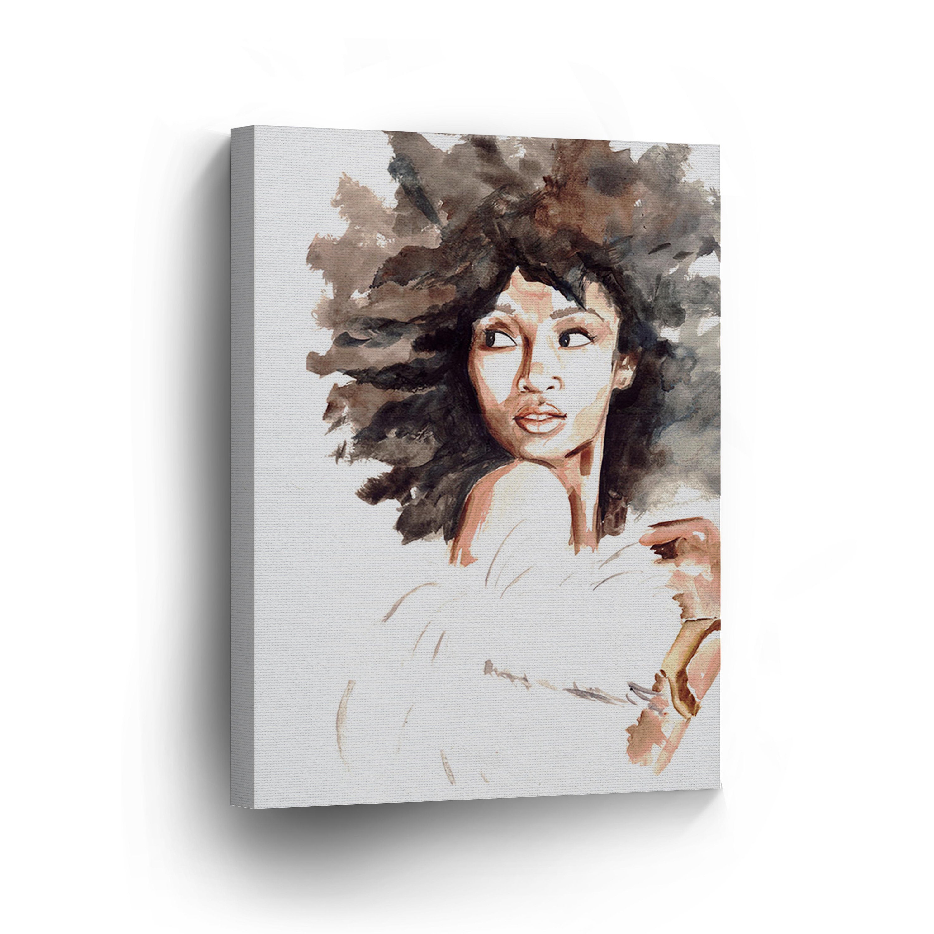 African American Girl Wall Art CANVAS PRINT Woman Watercolor Etsy