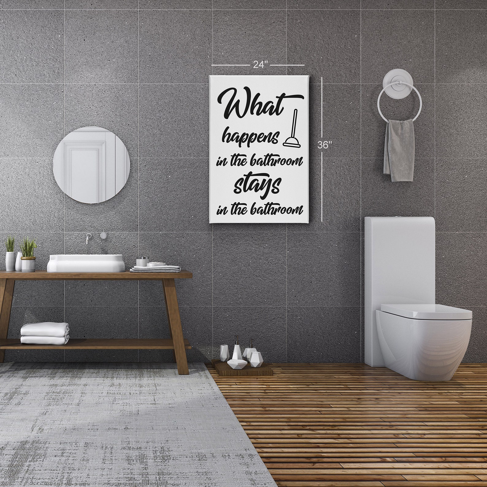 What Happens in the Bathroom Stays in the Bathroom Canvas - Etsy