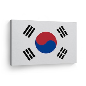 South Korea Flag CANVAS or METAL Wall Art Print Country Flags Office Living Room Dorm Bedroom Kitchen Club Bar Decor Modern Home Decor