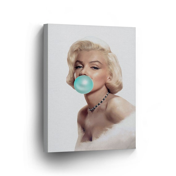 Marilyn Monroe Blue Bubble Gum Chewing Gum Canvas Print Pop Etsy - bubble gum roblox accesorios de moda negro en mercado