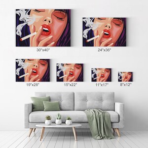 Beautiful Girl Smoking Cigarette Smoke Weed Canvas Wall Art Print ...
