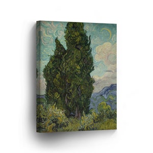 Vincent Van Gogh Cypresses, 1889 Canvas Print Home Decor Wall Art Artwork Stretched and Framed - Ready to Hang
