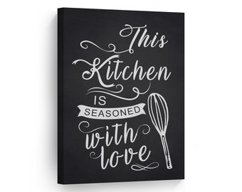 This Kitchen is Seasoned with Love Canvas Print, Farmhouse Kitchen Decor, USA Made