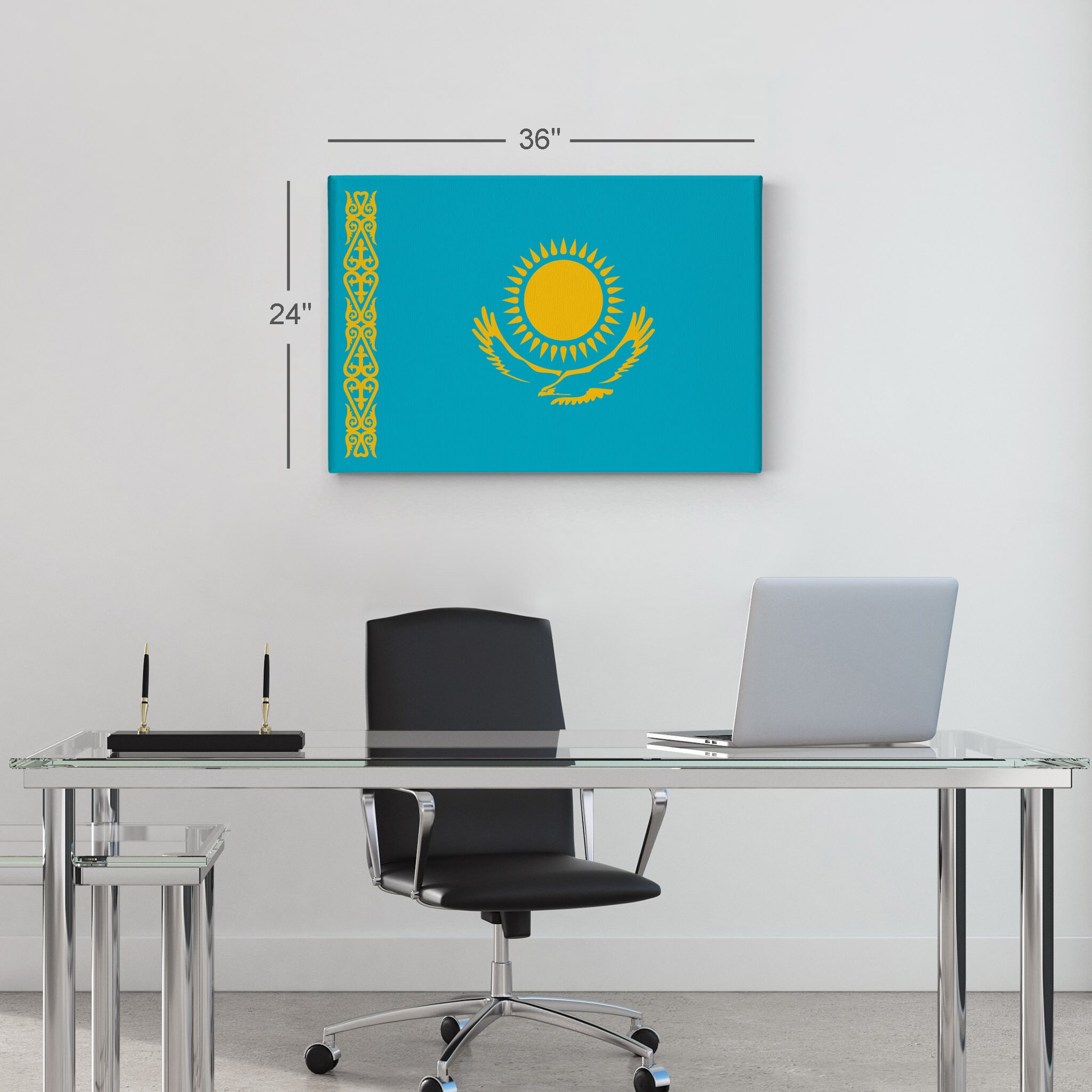 Set Bandiera Da Tavolo Kazakhstan 4x6 Pollici Con Base Oro – Trade Winds