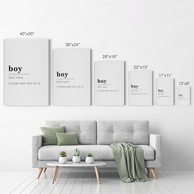 Funny Noun Dictionary Definition of Boy Canvas Print Etsy