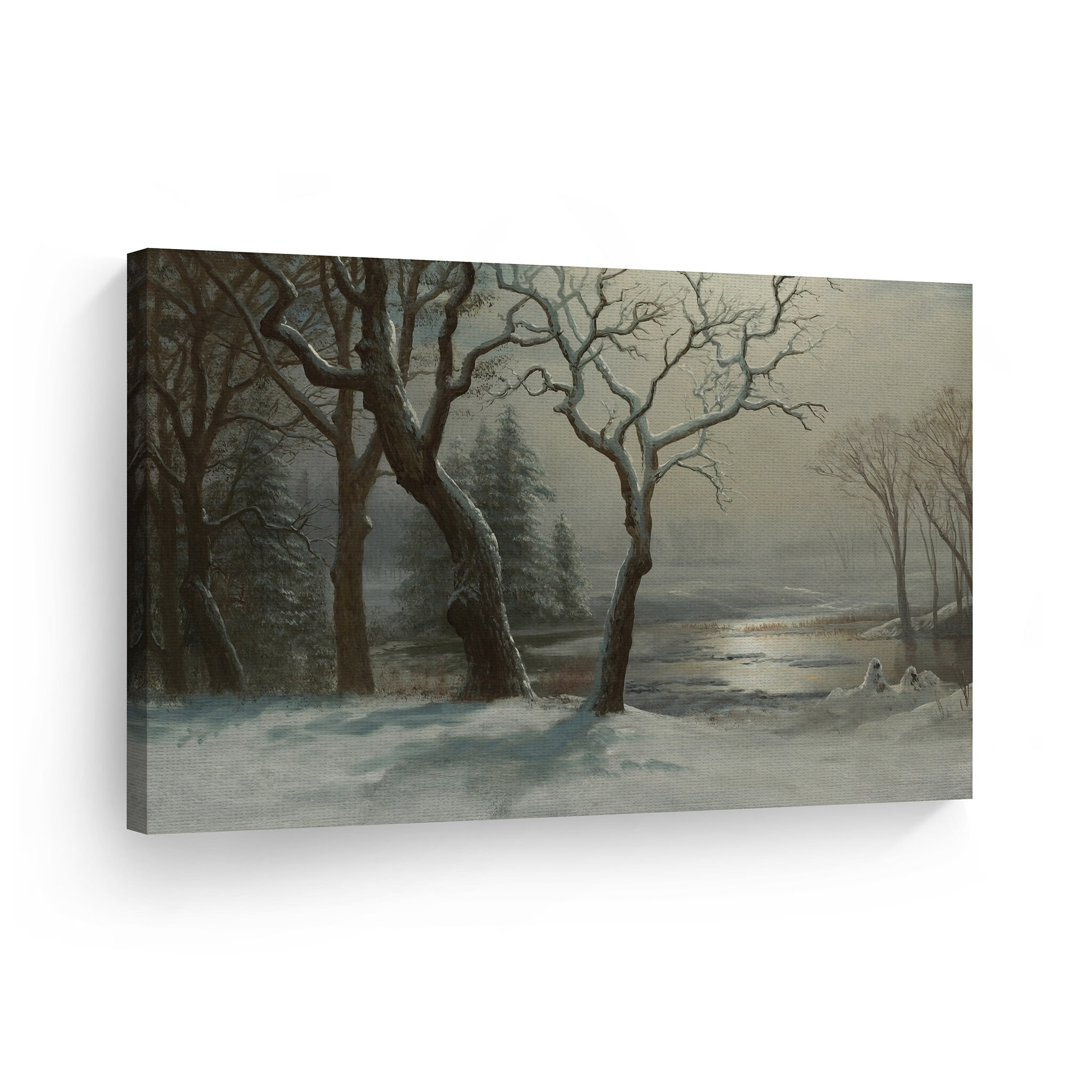 Winter in Yosemite, Albert Bierstadt Classic Art Canvas Wall Art Print Famous Oil Painting Reproduction Living Room Bedroom Home Decor