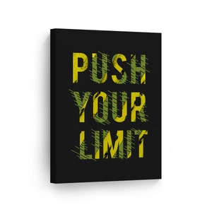 Push Your Limit Lettering Green Yellow Motivational Canvas Wall Art Print Inspirational Entrepreneur Quote Modern Office Living Room Decor