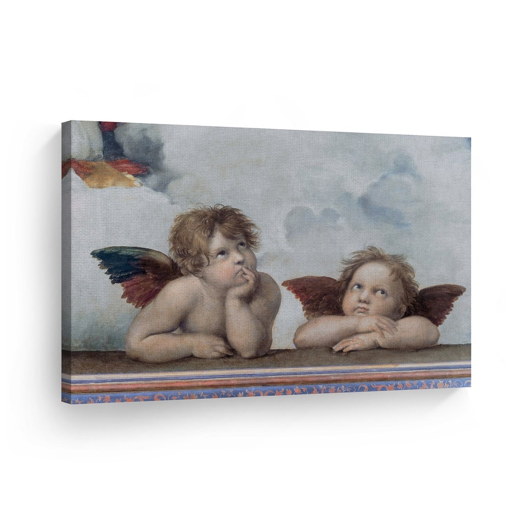 Putti, Detail From the Sistine Madonna Raphael Art Canvas Wall Art ...