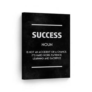 Success Definition Dictionary Black Motivational Canvas Wall Art Print Inspirational Entrepreneur Quote Modern Office Living Room Decor