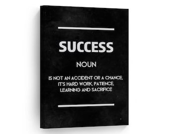 Success Definition Dictionary Black Motivational Canvas Wall Art Print Inspirational Entrepreneur Quote Modern Office Living Room Decor