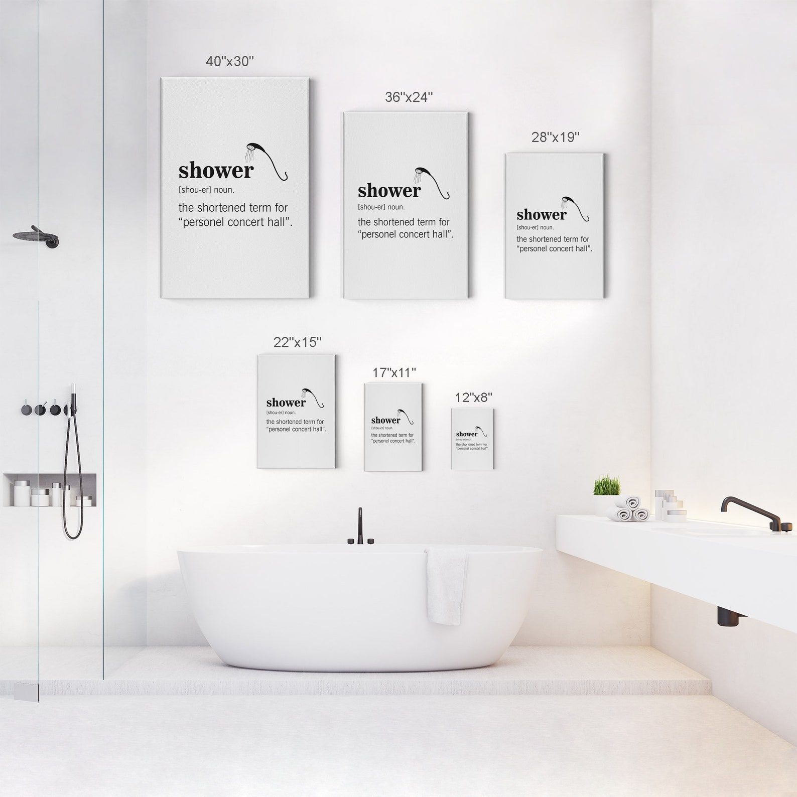 Noun Dictionary Definition of Shower Funny Quote Canvas Print Etsy