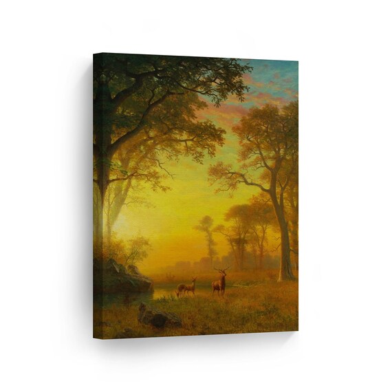 Light in the Forest, Albert Bierstadt Classic Art Canvas Wall Art Print Famous Oil Painting Reproduction Living Room Bedroom Home Decor