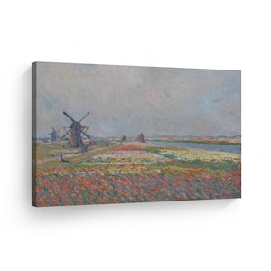 Tulip Fields Near The Hague by Claude Monet Canvas Wall Art Print Art Painting Reproduction Fine Art Oil Paintings Modern Art Home Decor