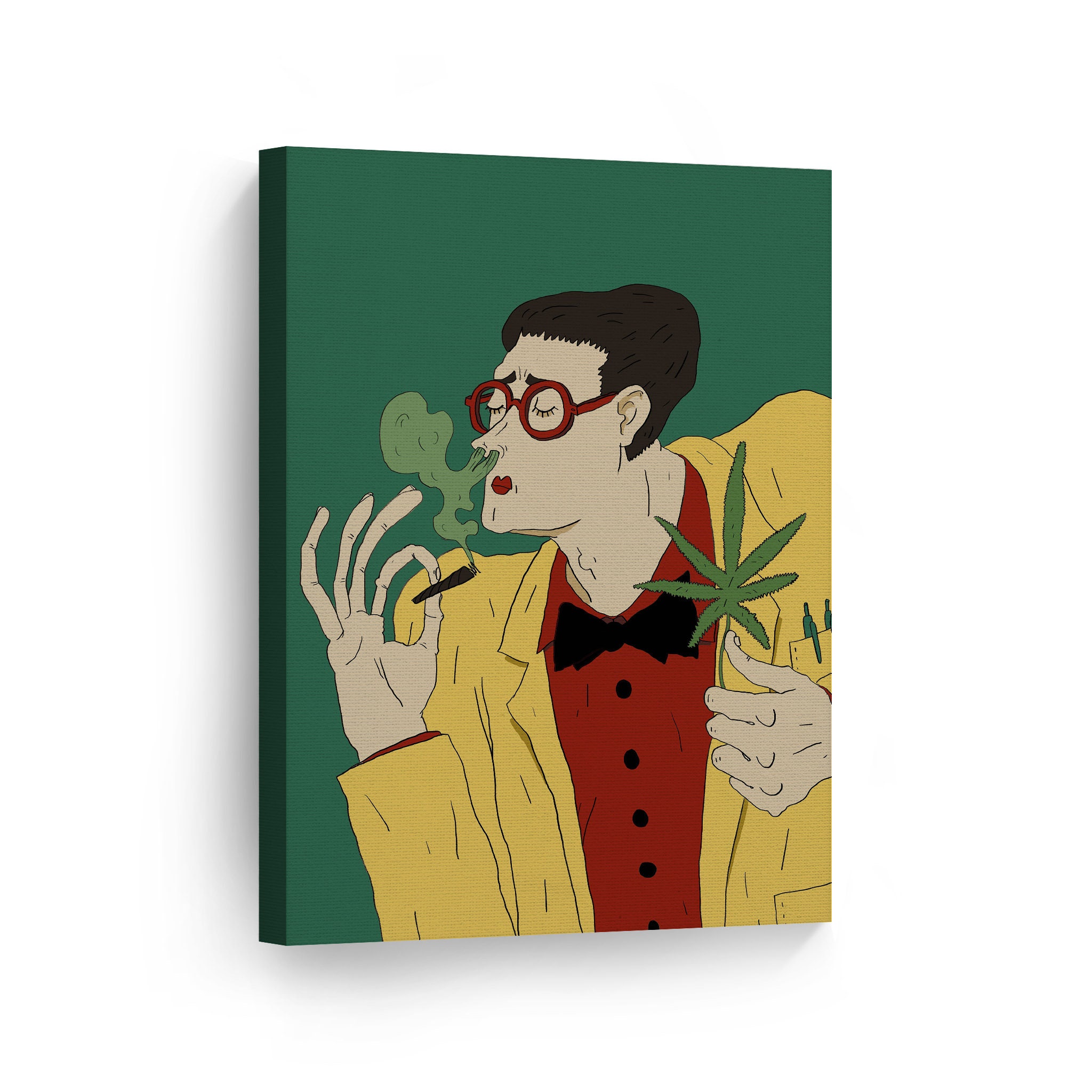 Smoke Wall Art Canvas Wall Art Print Man Smelling Marijjuana Etsy