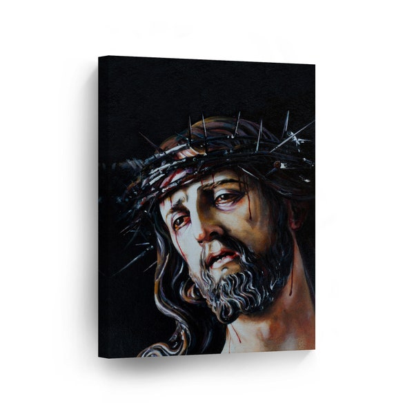 Jesus Christ in a Crown of Thorns Canvas Wall Art Print Oil Painting Jesus Christ Living Room Bedroom Office Home Decor Christian Gift
