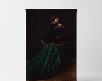 Camille The Woman in the Green Dress Claude Monet Canvas Wall Art Print Art Painting Reproduction Fine Art Oil Paint Modern Home Decor