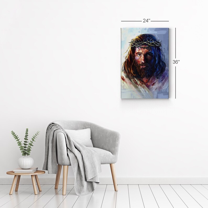 Jesus Christ in a Crown of Thorns Oil Painting Reproduction Canvas Wall ...
