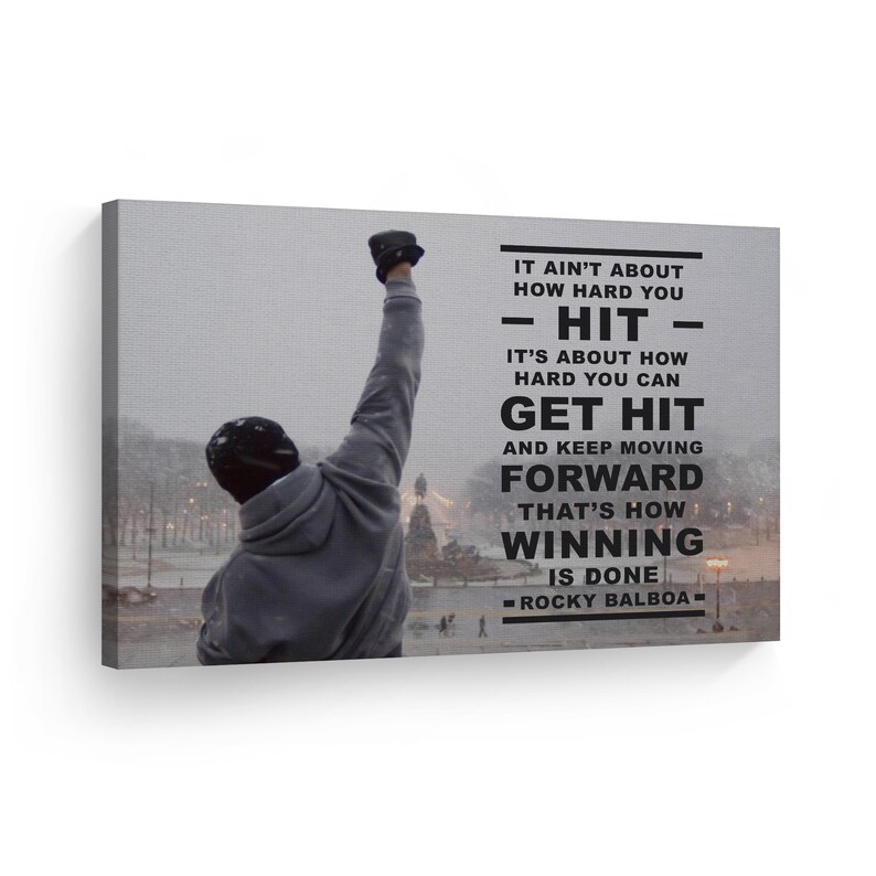 Rocky Balboa Scene Canvas Wall Art Motivational Quote Keep Etsy