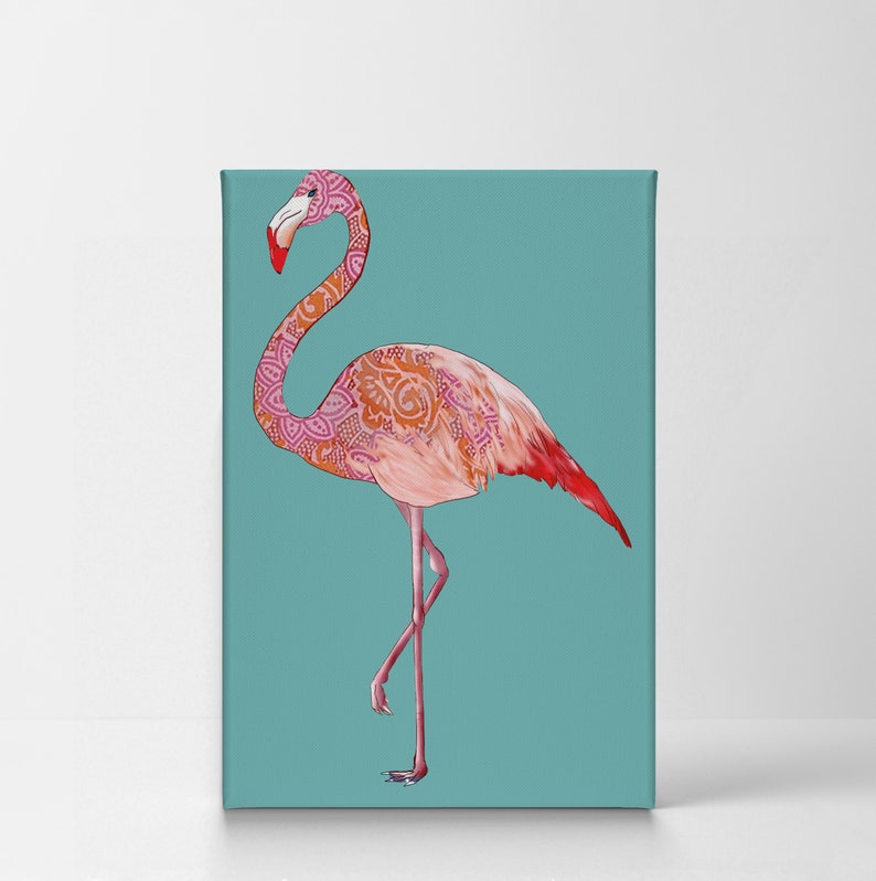 CANVAS PRINT Flamingo Lace Pattern / Home Decor / Wall Art / Pink / Artwork / Decoration /Picture image 2