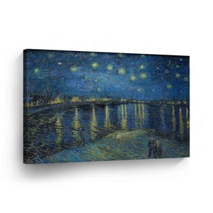 Vincent Van Gogh Starry Night Over the Rhone, 1888 Canvas Print Home Decor Wall Art Artwork Stretched and Framed - Ready to Hang