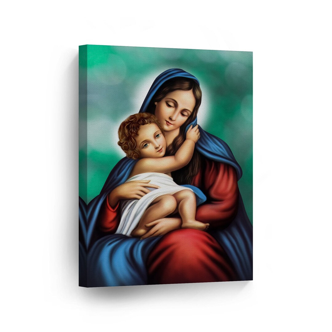 Saint Mary Oil Painting Canvas Wall Art Print Christian Mother of Jesus ...
