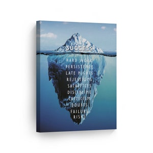 Success Inspiring Quote Iceberg Ocean Motivational Canvas Wall Art Print Inspirational Entrepreneur Quote Modern Office Living Room Decor